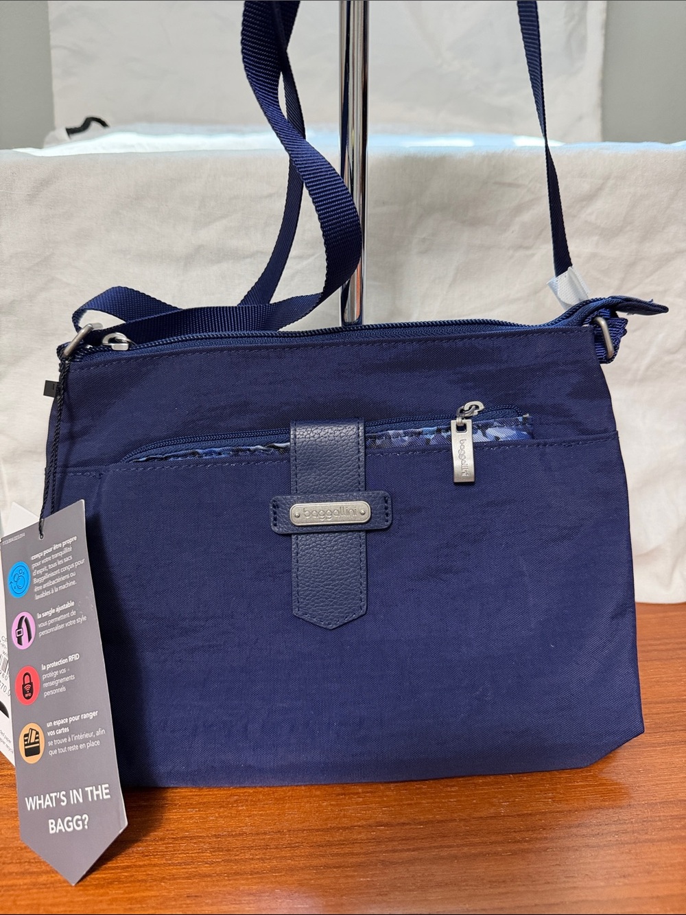 Baggallini Navy Crossbody Bag with Tab Accent